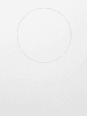 Faint pencil egg shape with a short jaw line marking the chin point