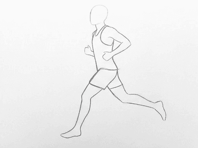 Fifth step of the how to draw a runner tutorial: guides erased and clothing added